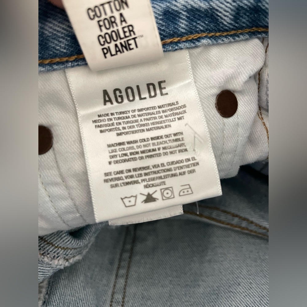 AGOLDE Dame High Waist Mid Length Relaxed Baggy Denim Shorts Size 25 - Picture 7 of 10